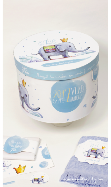 Trusou de botez cu elefanti si broderie pentru baieti, Bebe Elefant 7